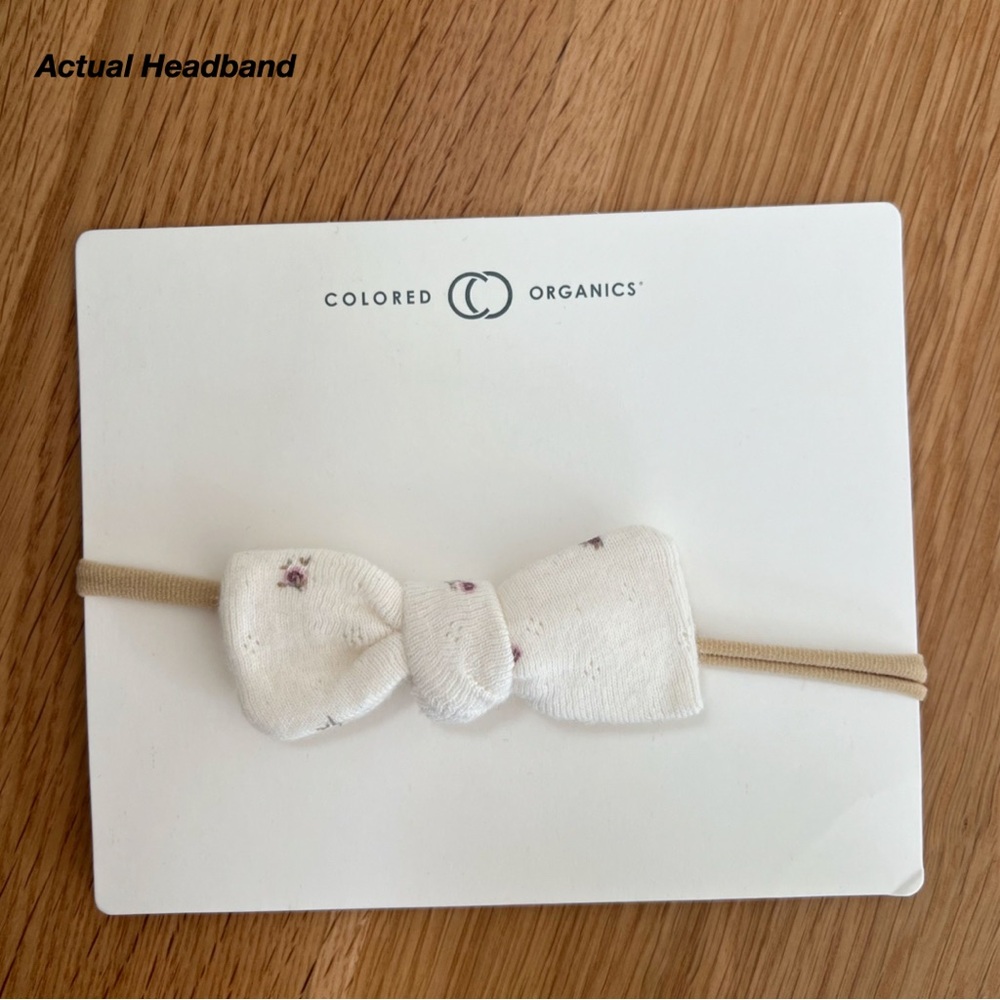 NWT: COLORED ORGANICS POINTELLE DAINTY BOW HEADBAND IN VIDA FLORAL (0-6M) - Picture 3 of 4
